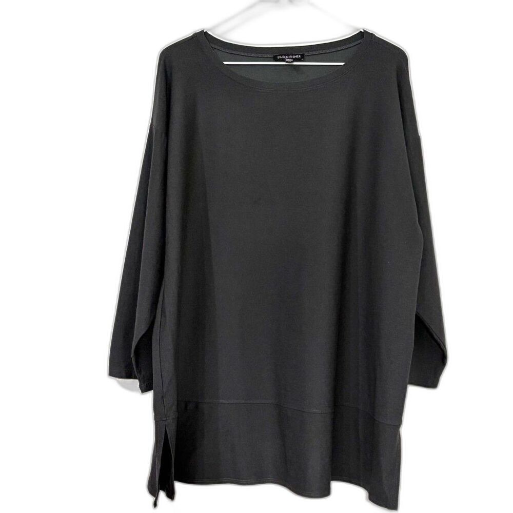 Eileen Fisher Washable Stretch Crepe Tunic - Graphite L